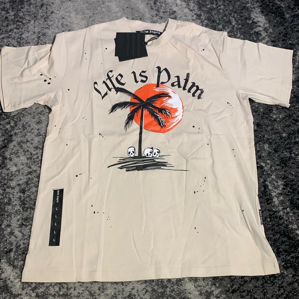 Palm Angels Life is Palm Apricot T-Shirt Men’s Size Large
